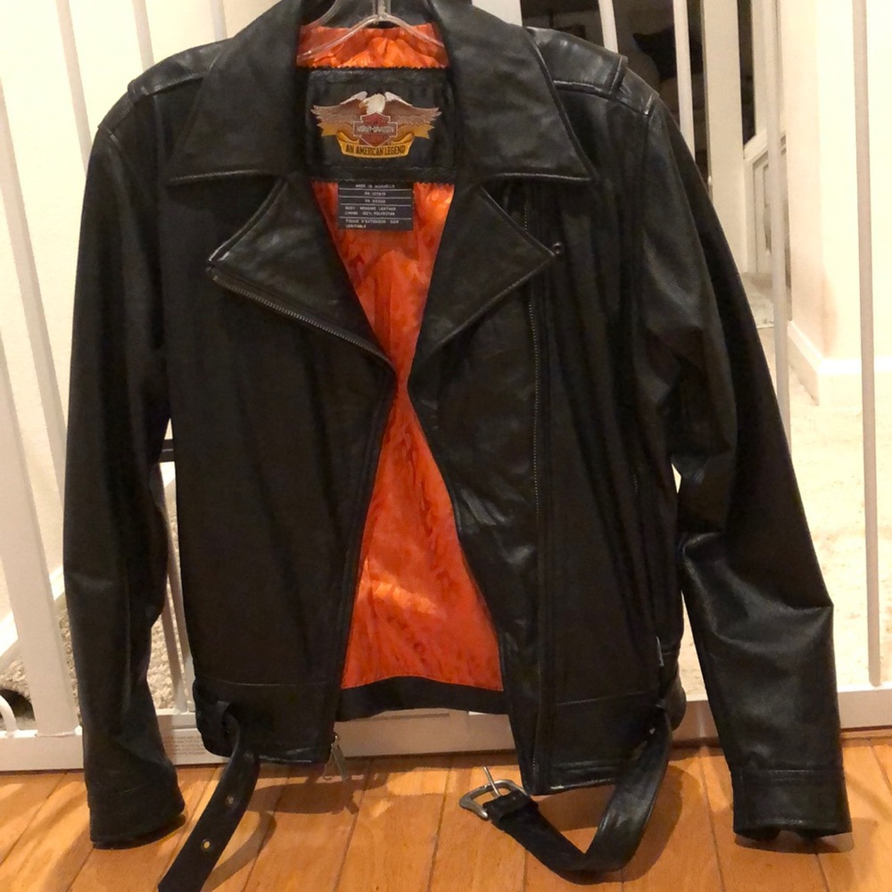 Vintage Harley Davidson ladies black leather riding jacket